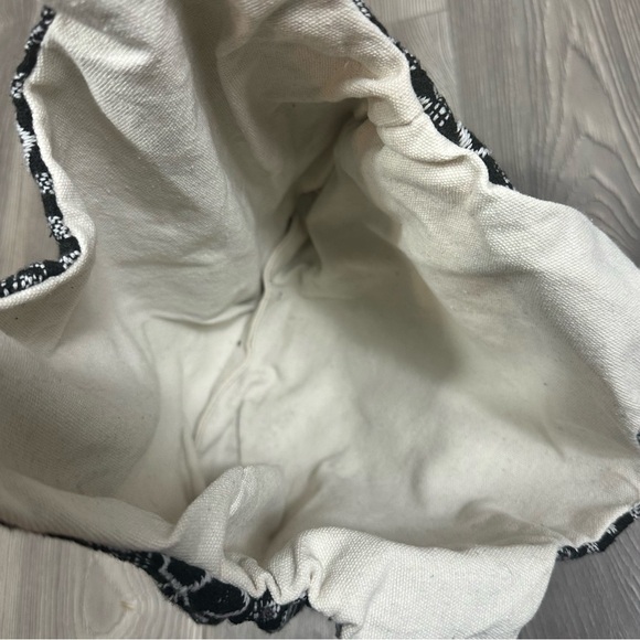 Boho Canvas Shoulder Bag Black White Geometric Print Tote Slouchy Bag - Picture 5 of 7